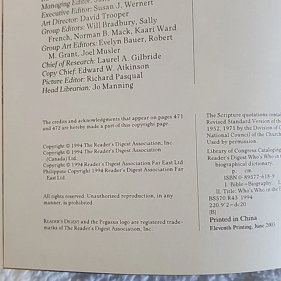Readers Digest Hardcover Book Who's Who In The Bible - Picture 3 of 9